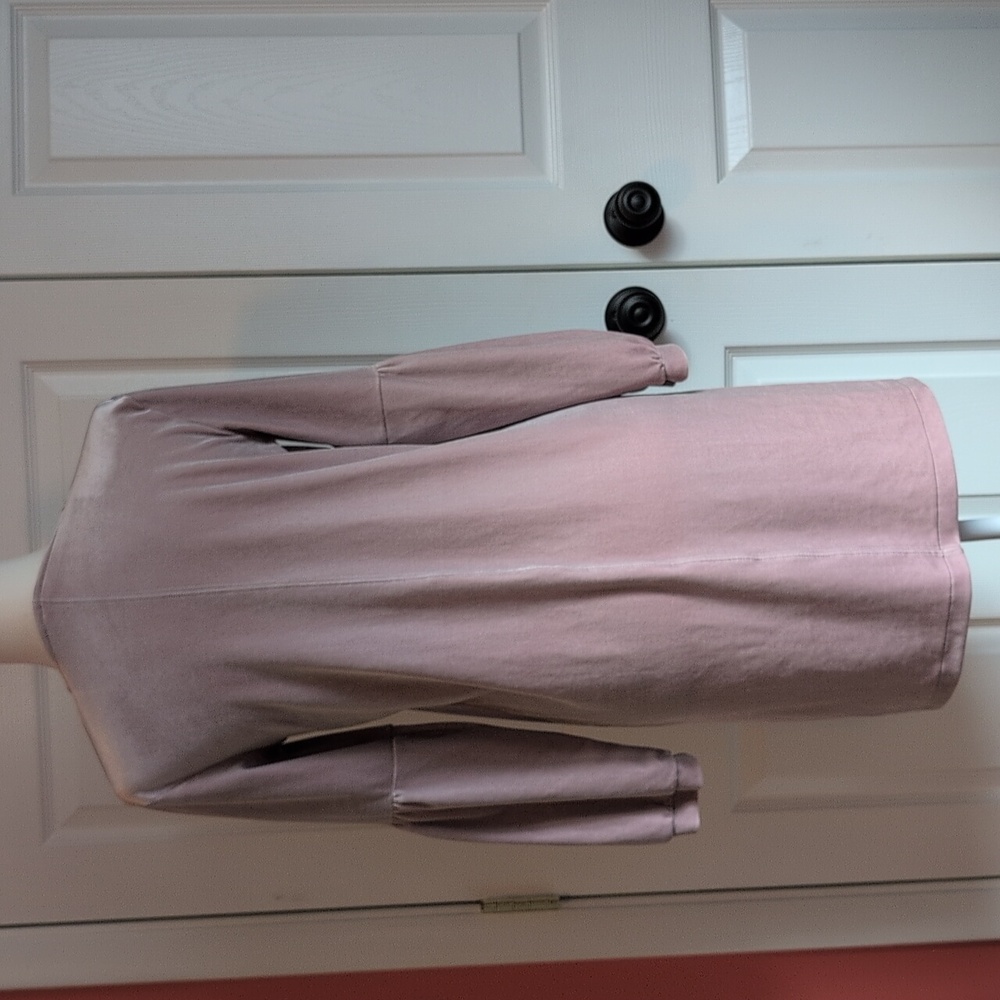 Madewell Mauve V-Neck Long Sleeve Velour Dress - Picture 4 of 9